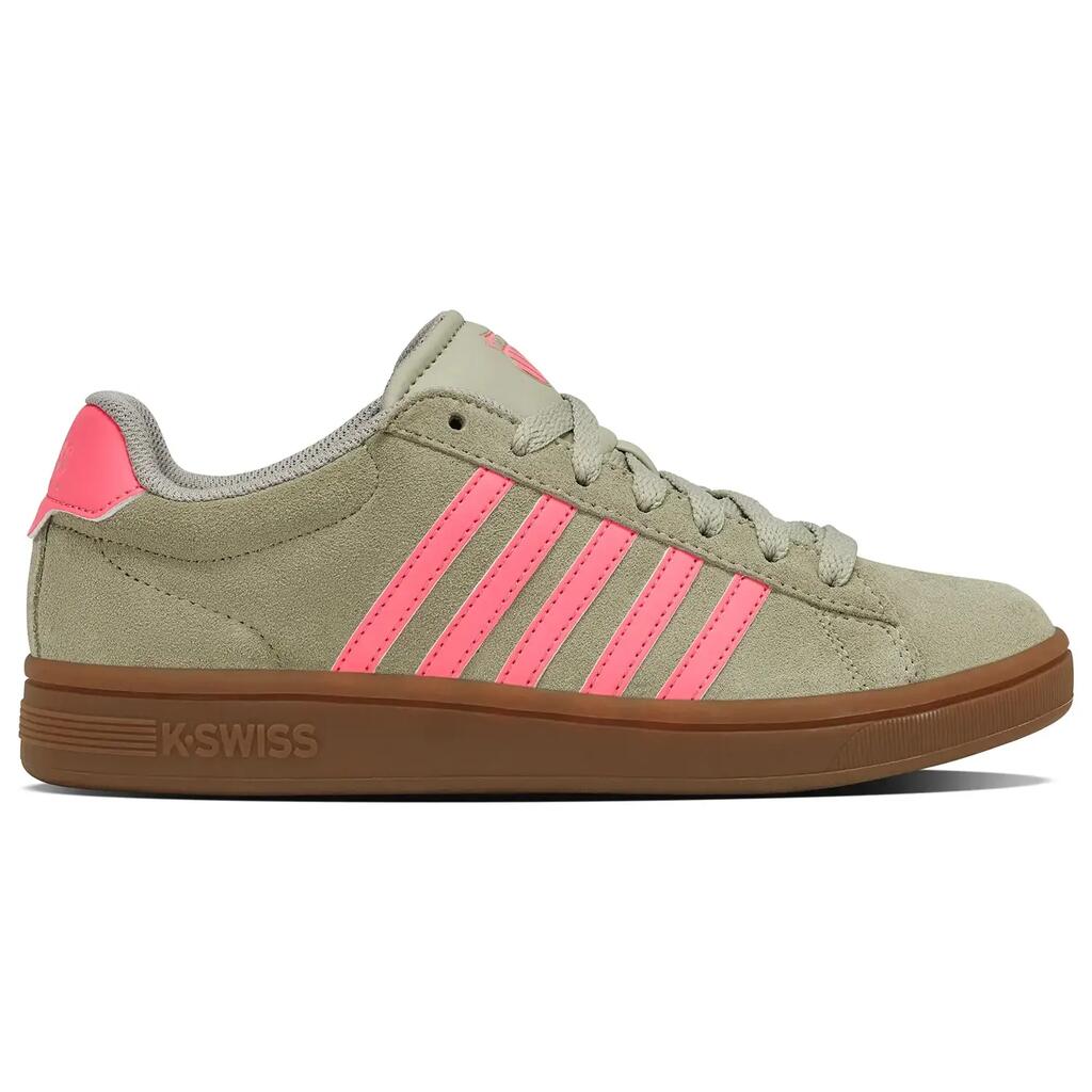 K-SWISS COURT TIEBRK II SDE women’s sneakers, Green Granite with Pink