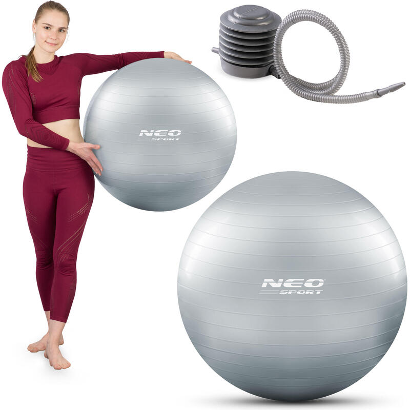 Balón suizo fitness Pelota 65cm Neo-Sport NS-951 plata