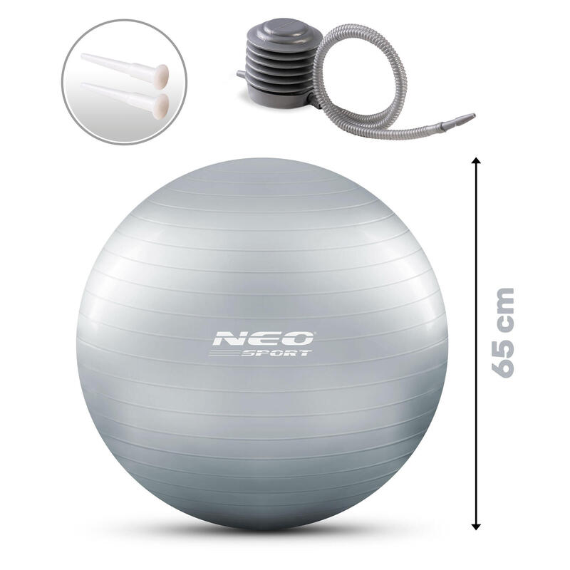 Balón suizo fitness Pelota 65cm Neo-Sport NS-951 plata