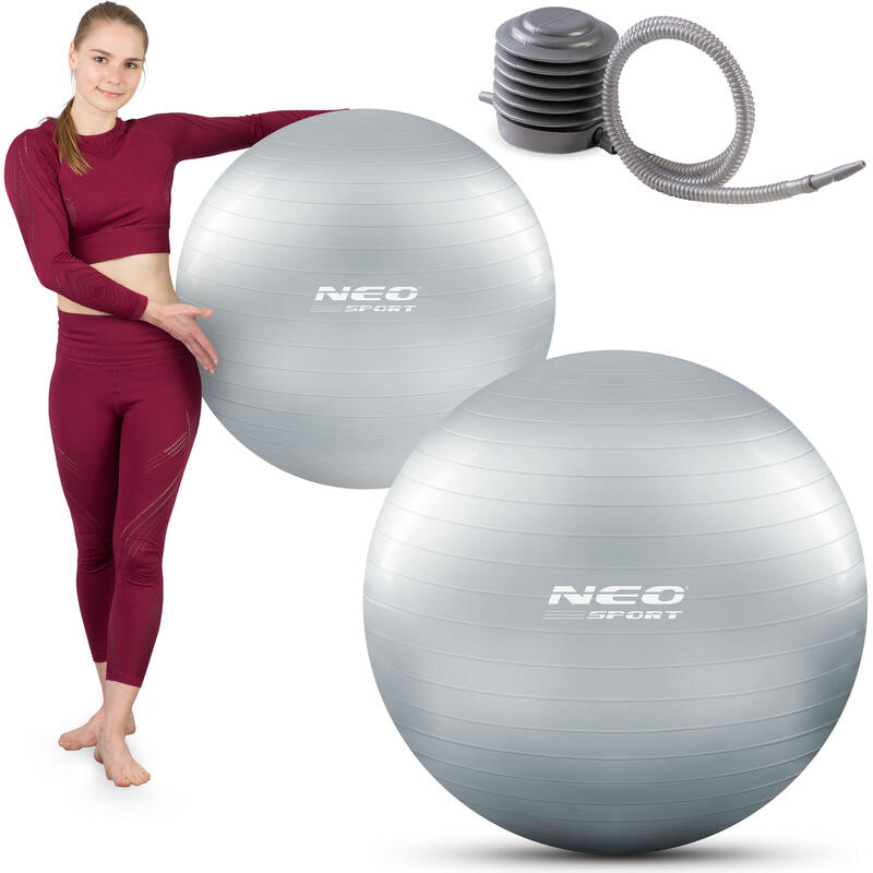 Piłka do aerobiku fitness 75cm Neo-Sport NS-952 srebrna