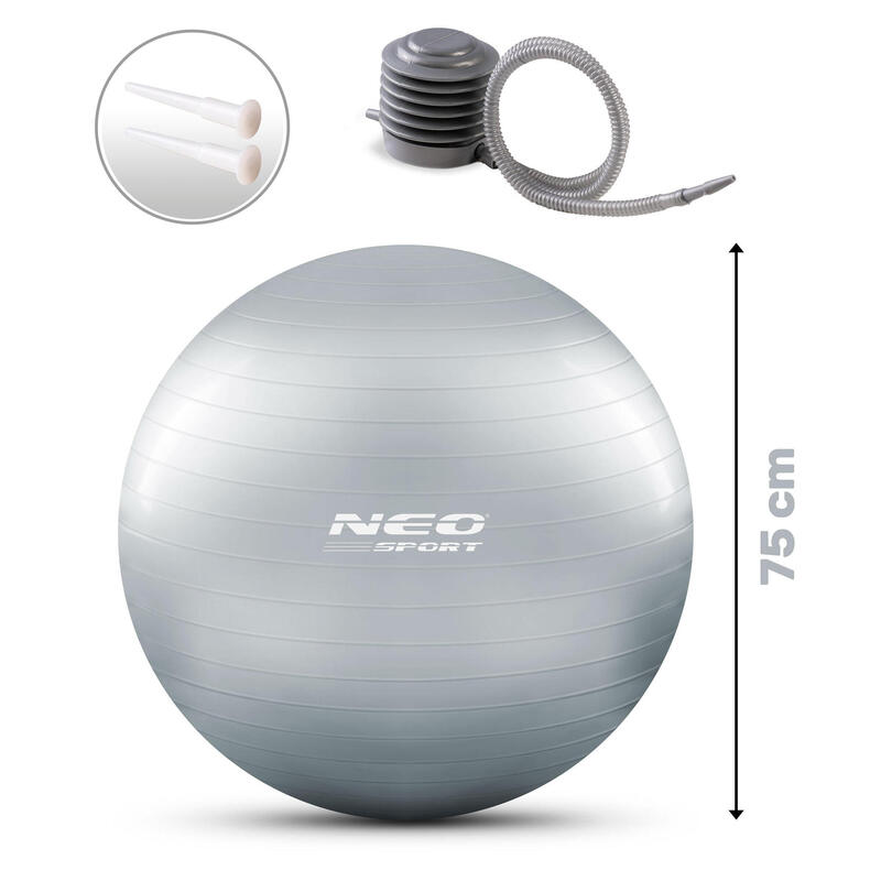 Bola de aeróbica fitness 75cm NS-952 prateada.