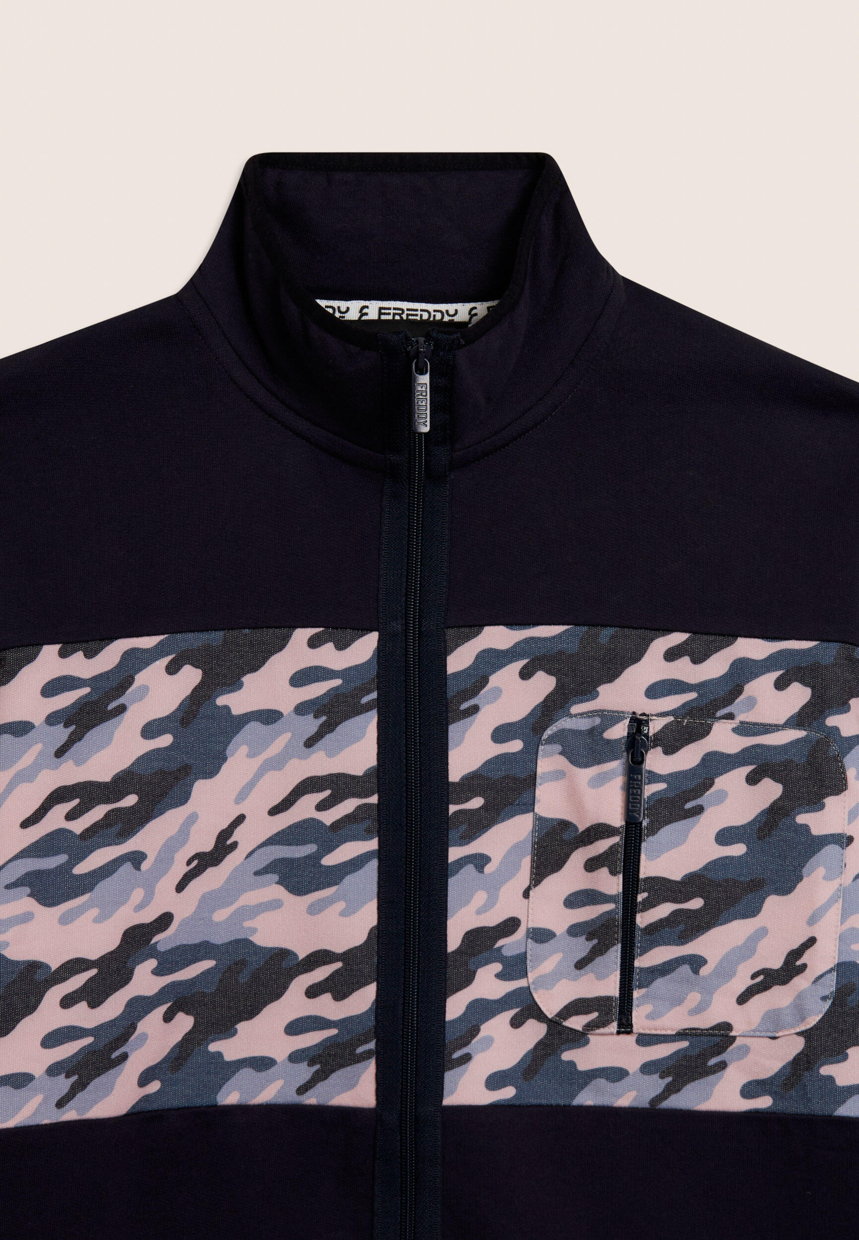Felpa collo alto full zip uomo inserto camouflage 3/3