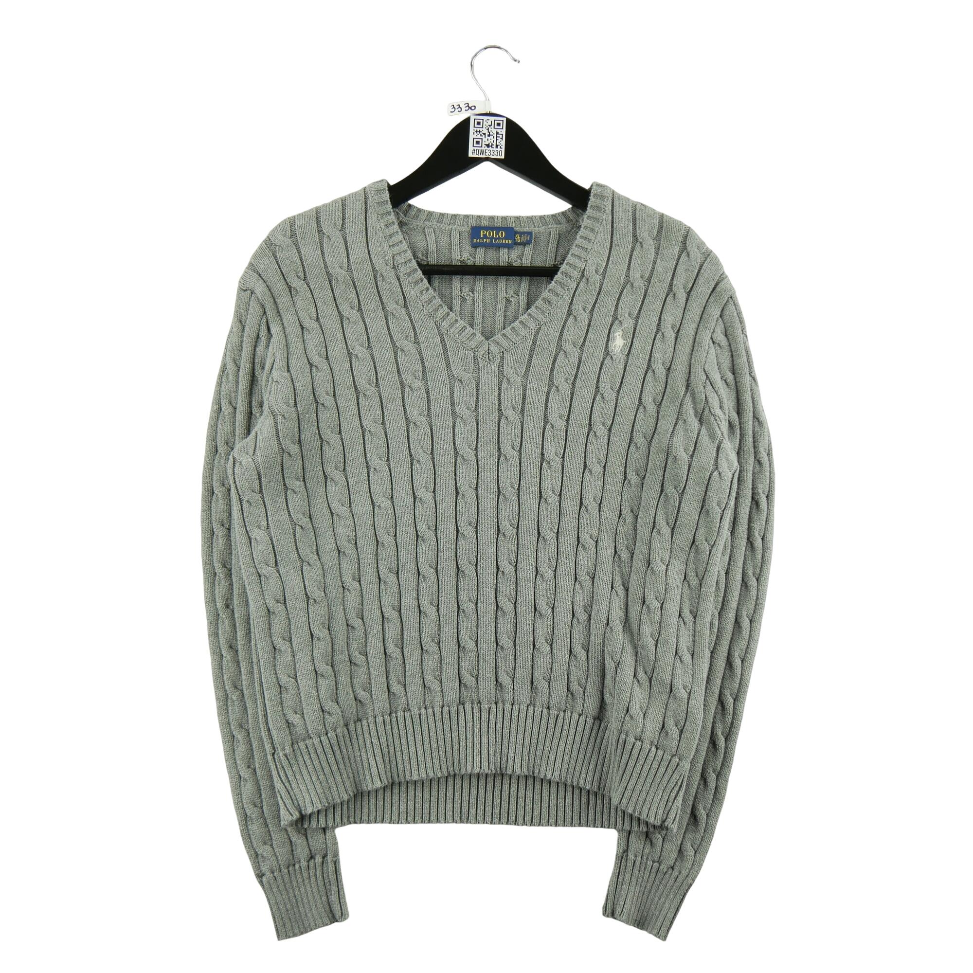 RALPH LAUREN Reconditionné - Pull Femme maille torsadée Gris - Excellent
