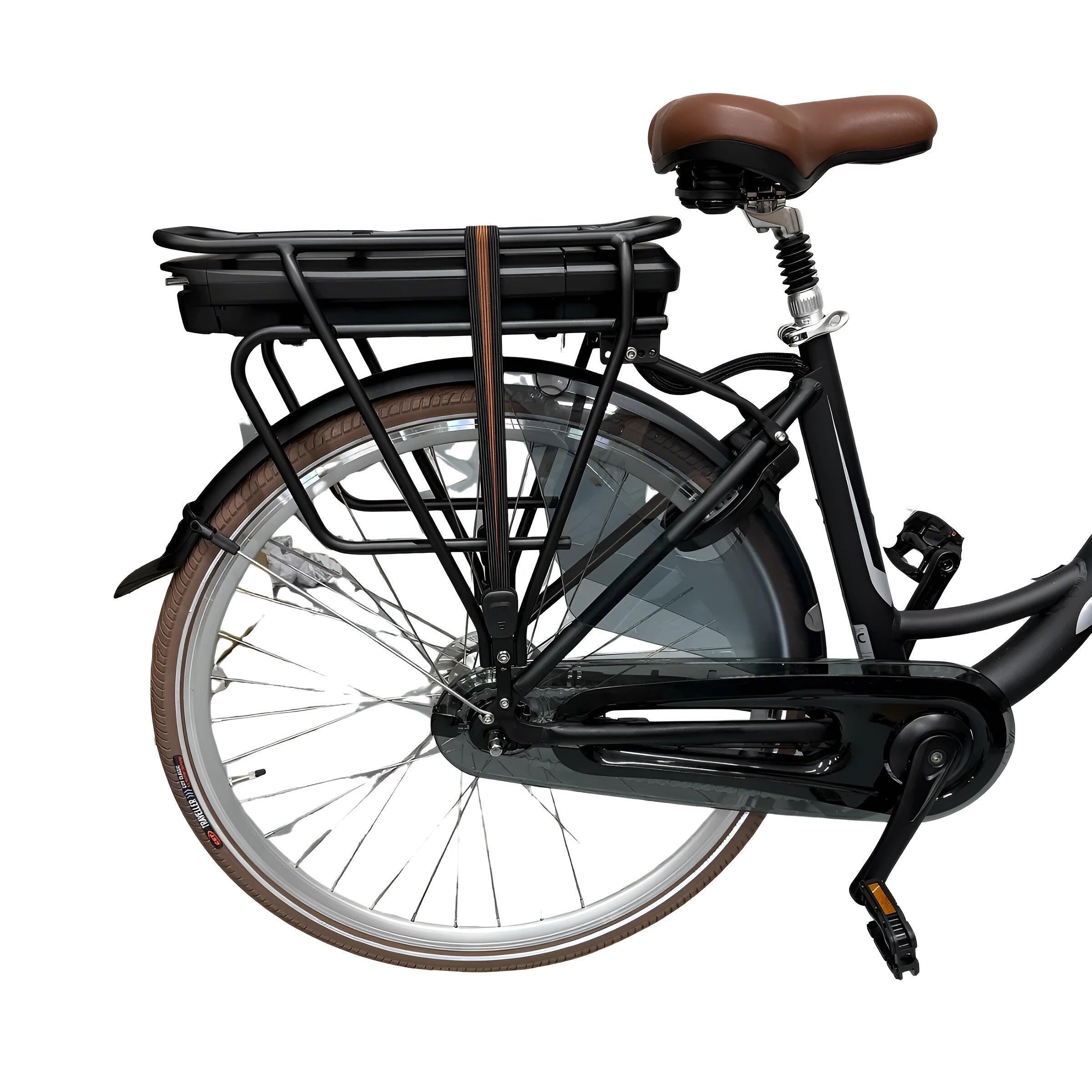Vogue Basic E-bike 3V 47 cm 13Ah – Mat Zwart met Bruine Accenten 5/5