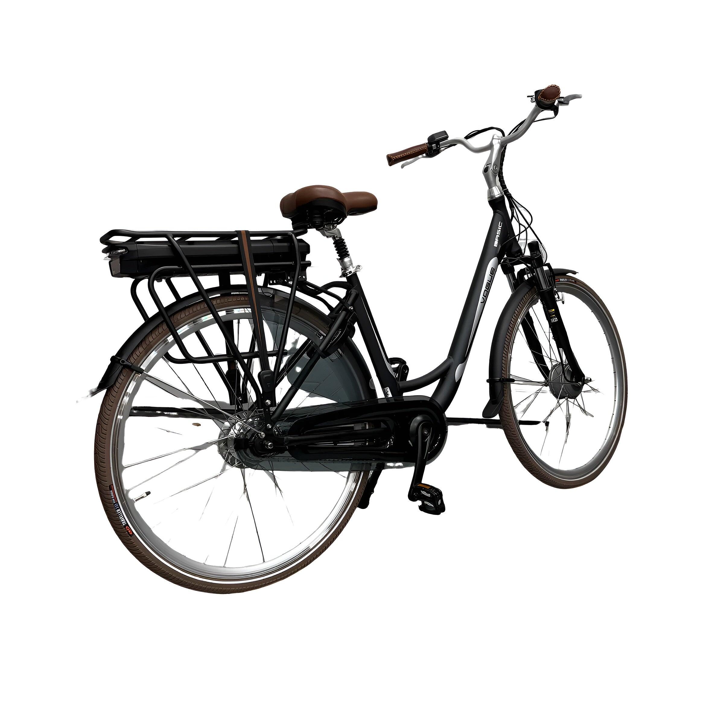 Vogue Basic E-bike 3V 47 cm 13Ah – Mat Zwart met Bruine Accenten 4/5