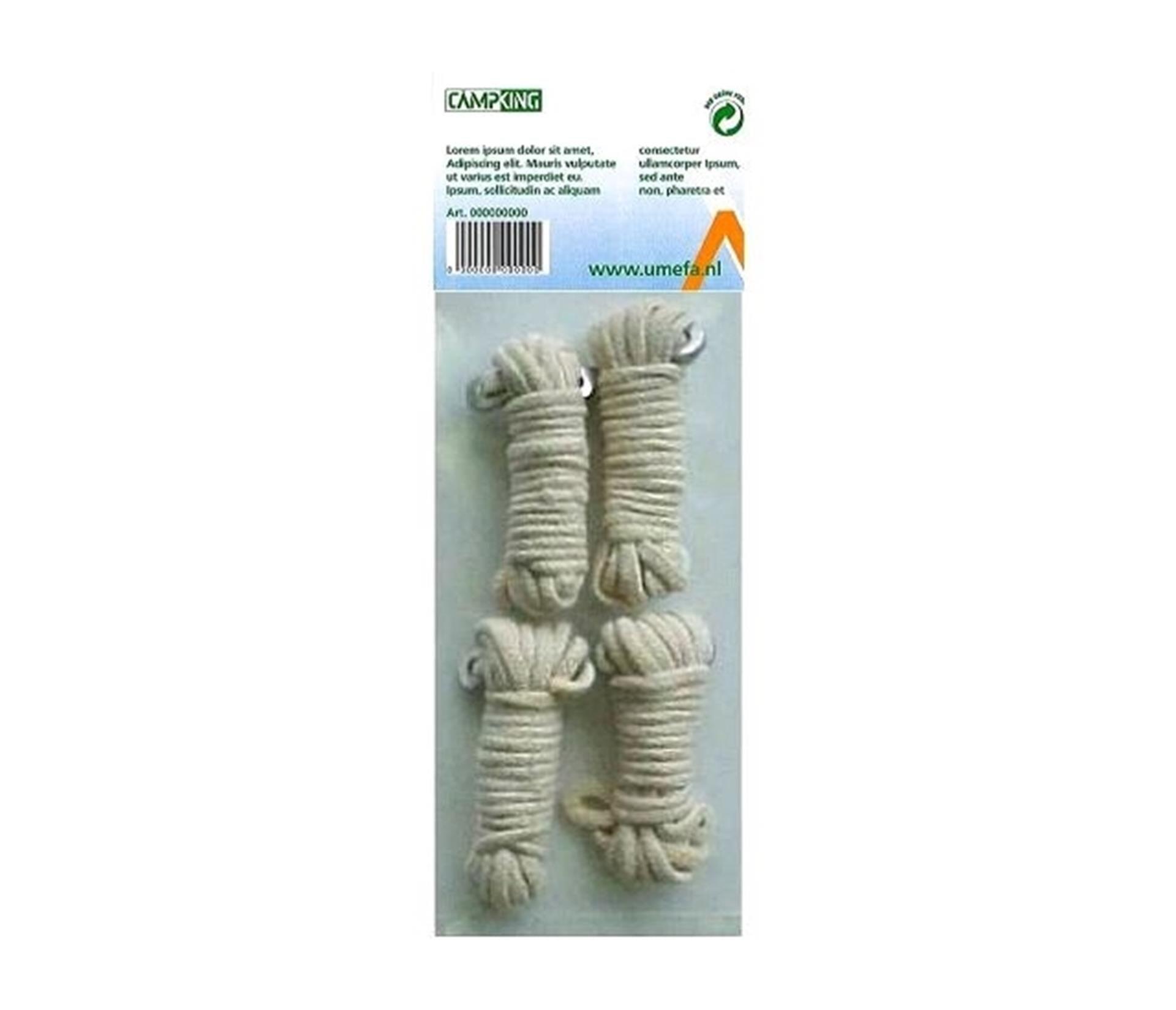 CampKing cordino per tende in cotone 3 mm x 3 m, confezione da 4 1/1