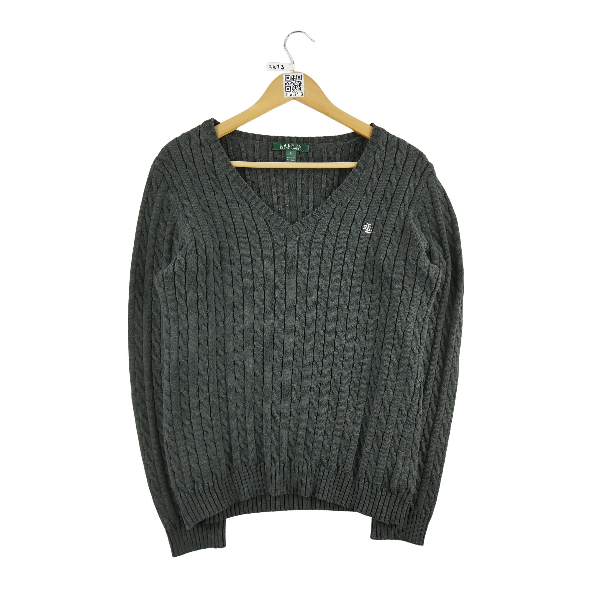 RALPH LAUREN Reconditionné - Pull Femme maille torsadée Noir - Excellent