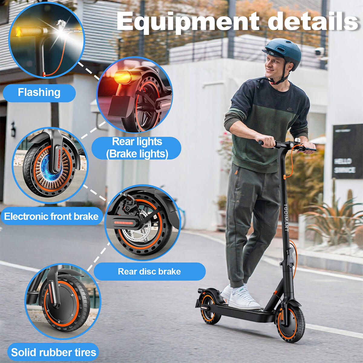 TODIMART T3S elektrische stadsscooter met richtingaanwijzers 5/6