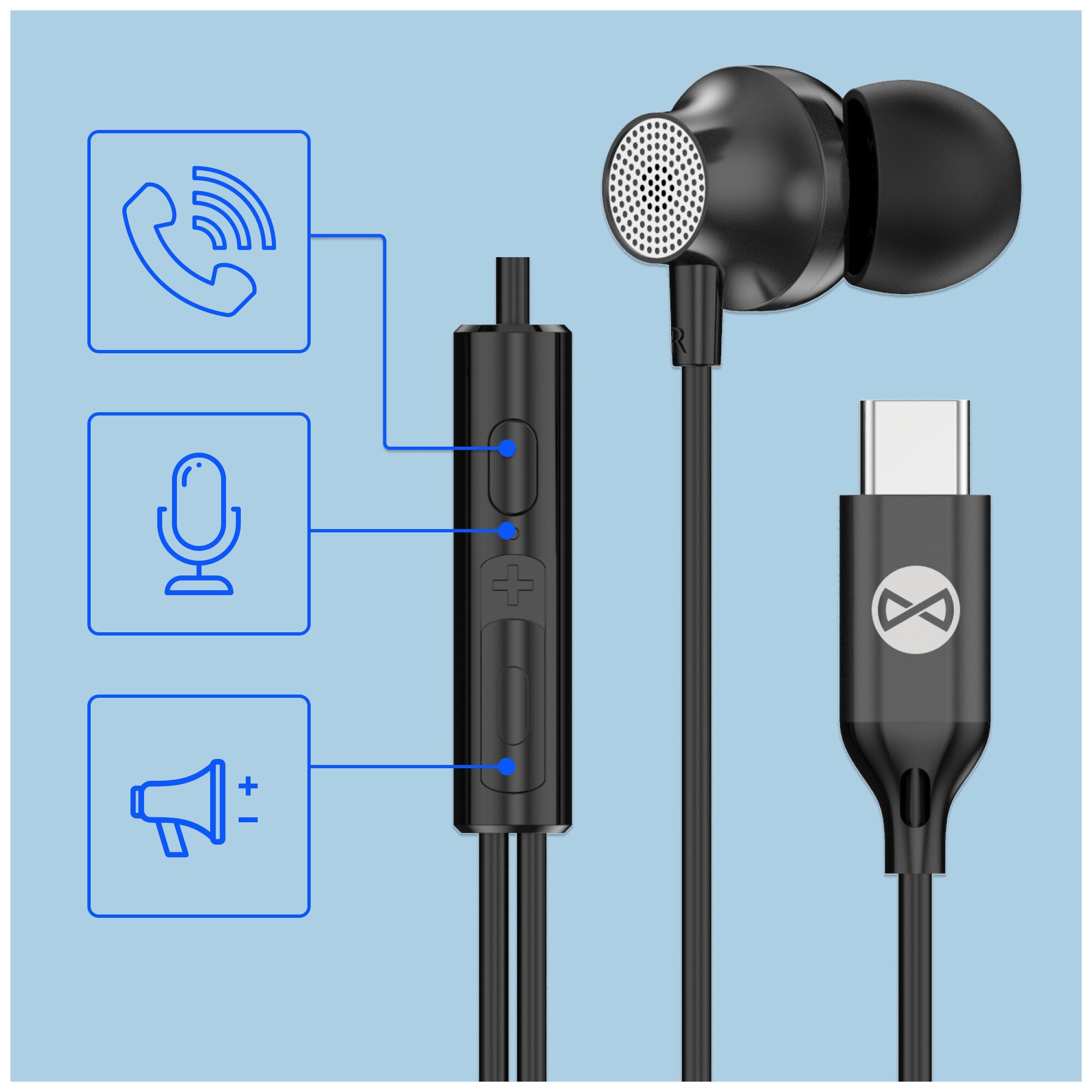 Écouteurs filaires Forever EP-02 intra-auriculaires USB-C noirs 2/7