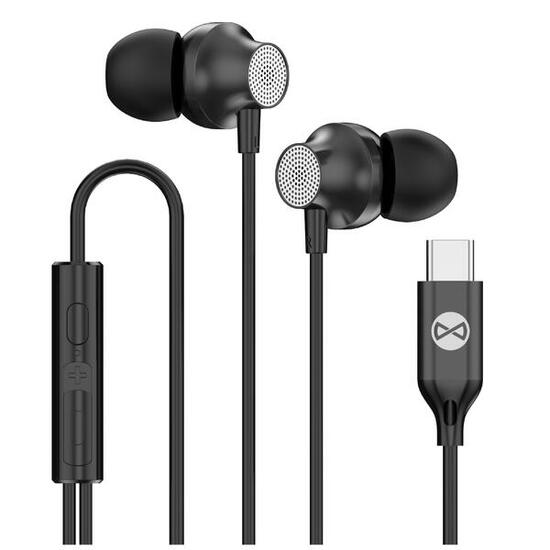 Słuchawki przewodowe Forever EP-02 dokanałowe USB-C czarne