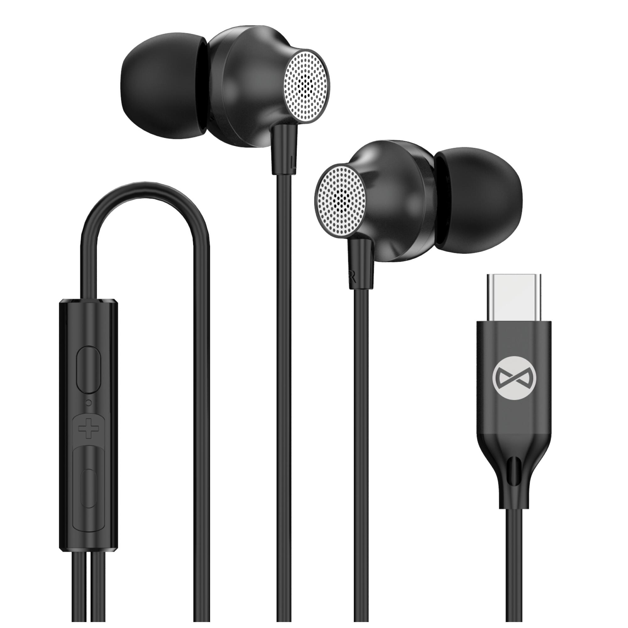 Słuchawki przewodowe Forever EP-02 dokanałowe USB-C czarne