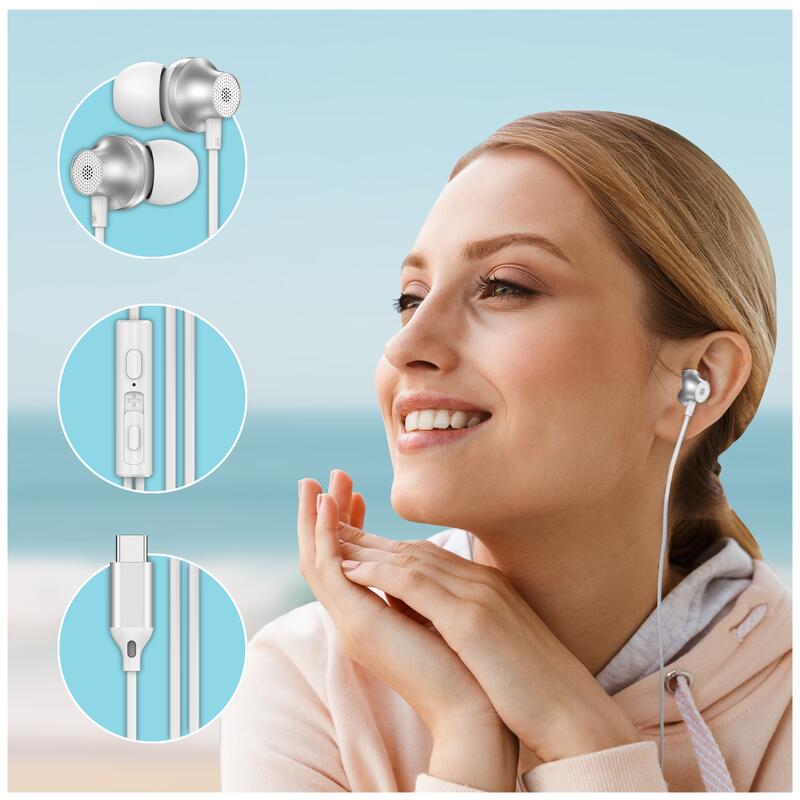 Căști cu fir Forever EP-02 in-ear USB-C albe