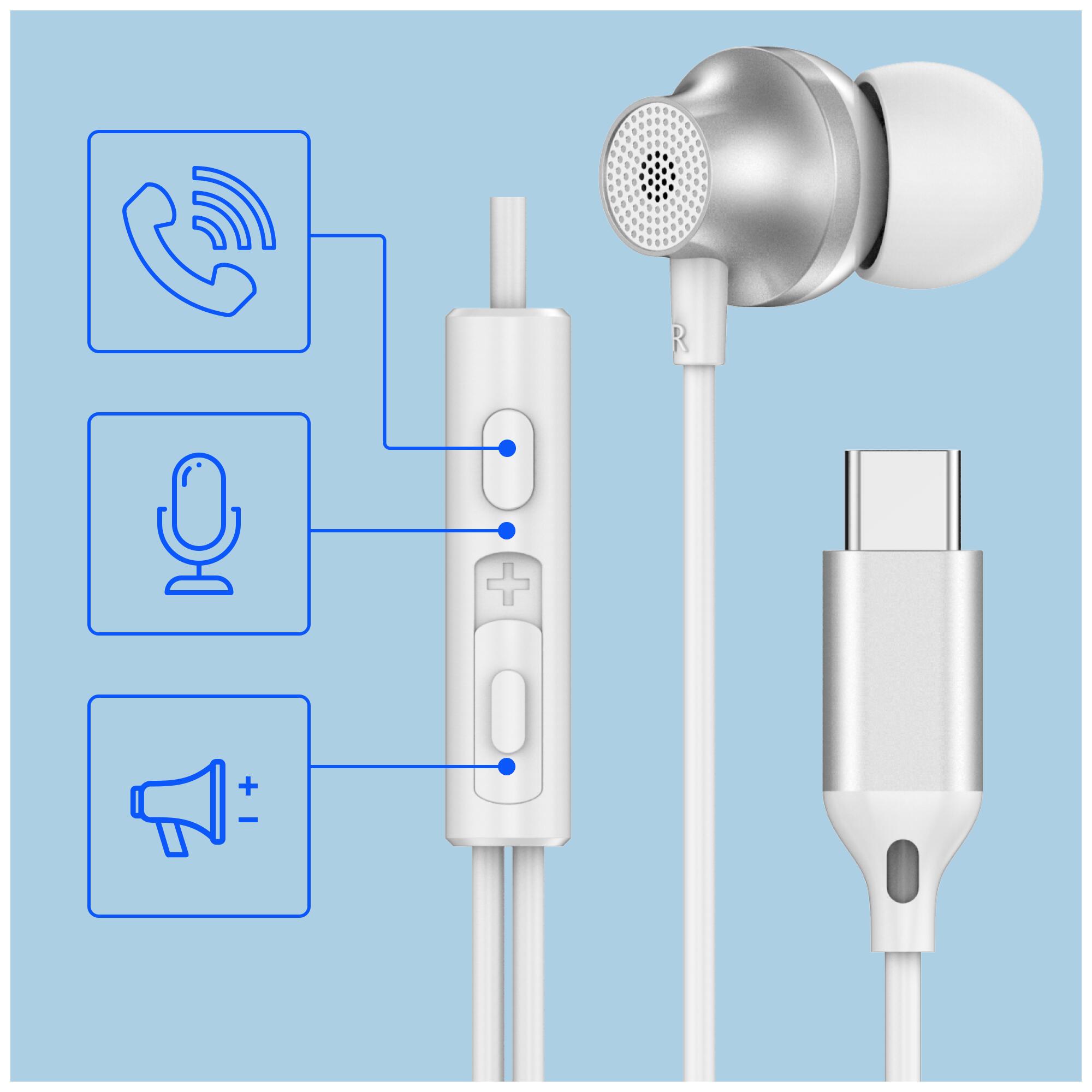 Forever EP-02 bedrade in-ear oordopjes USB-C wit 2/7