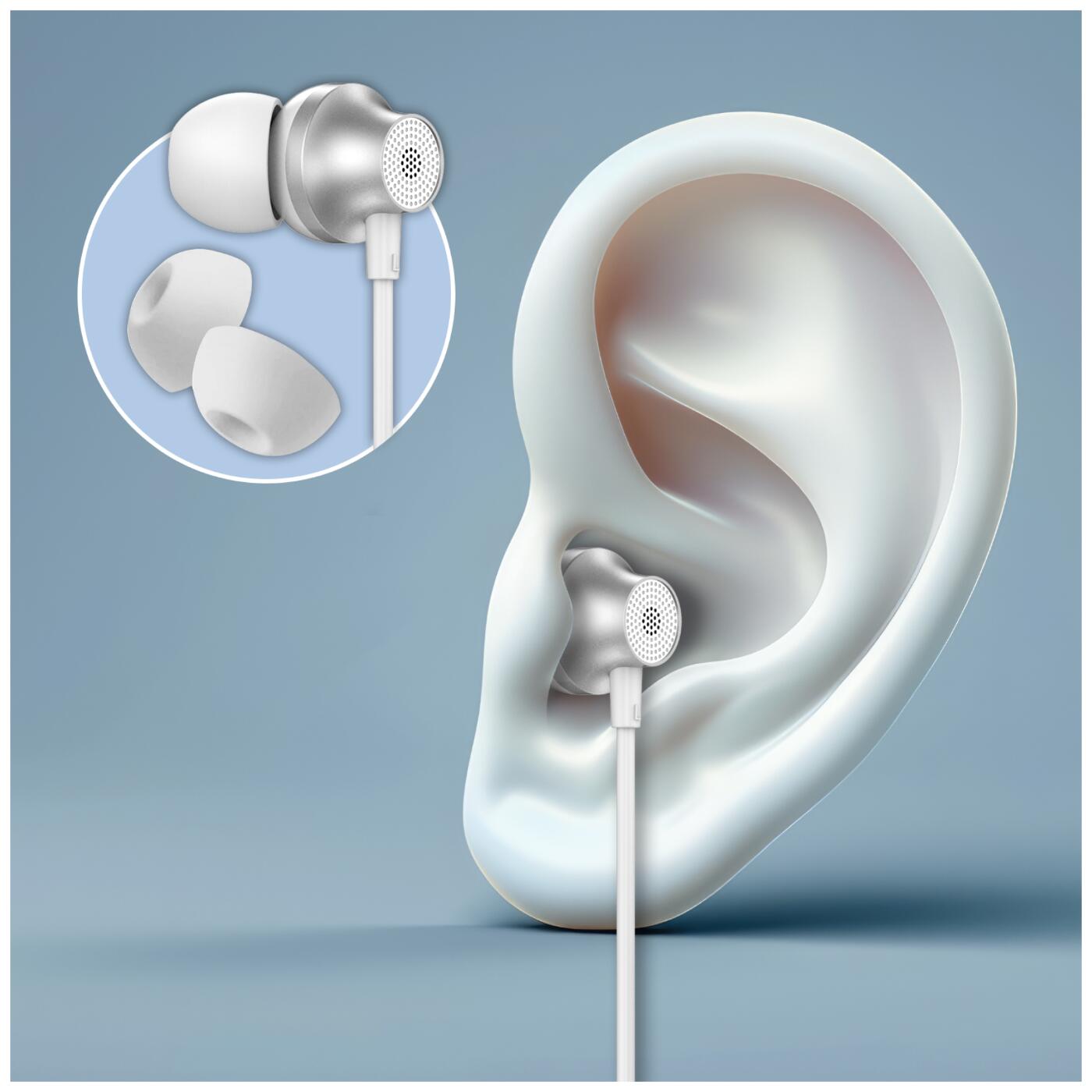 Forever EP-02 bedrade in-ear oordopjes USB-C wit 6/7