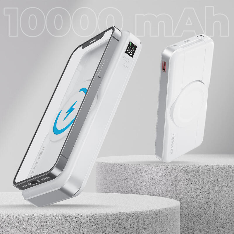 Power bank de camping wireless Forever MATB-300 10.000 mAh 3-în-1 alb