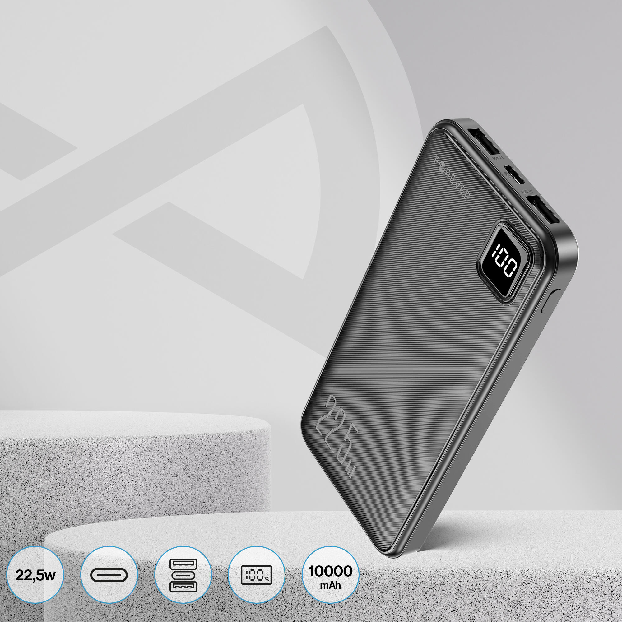 Power bank da campeggio Forever TB-300M PD QC 22,5W 10000 mAh nero 5/7