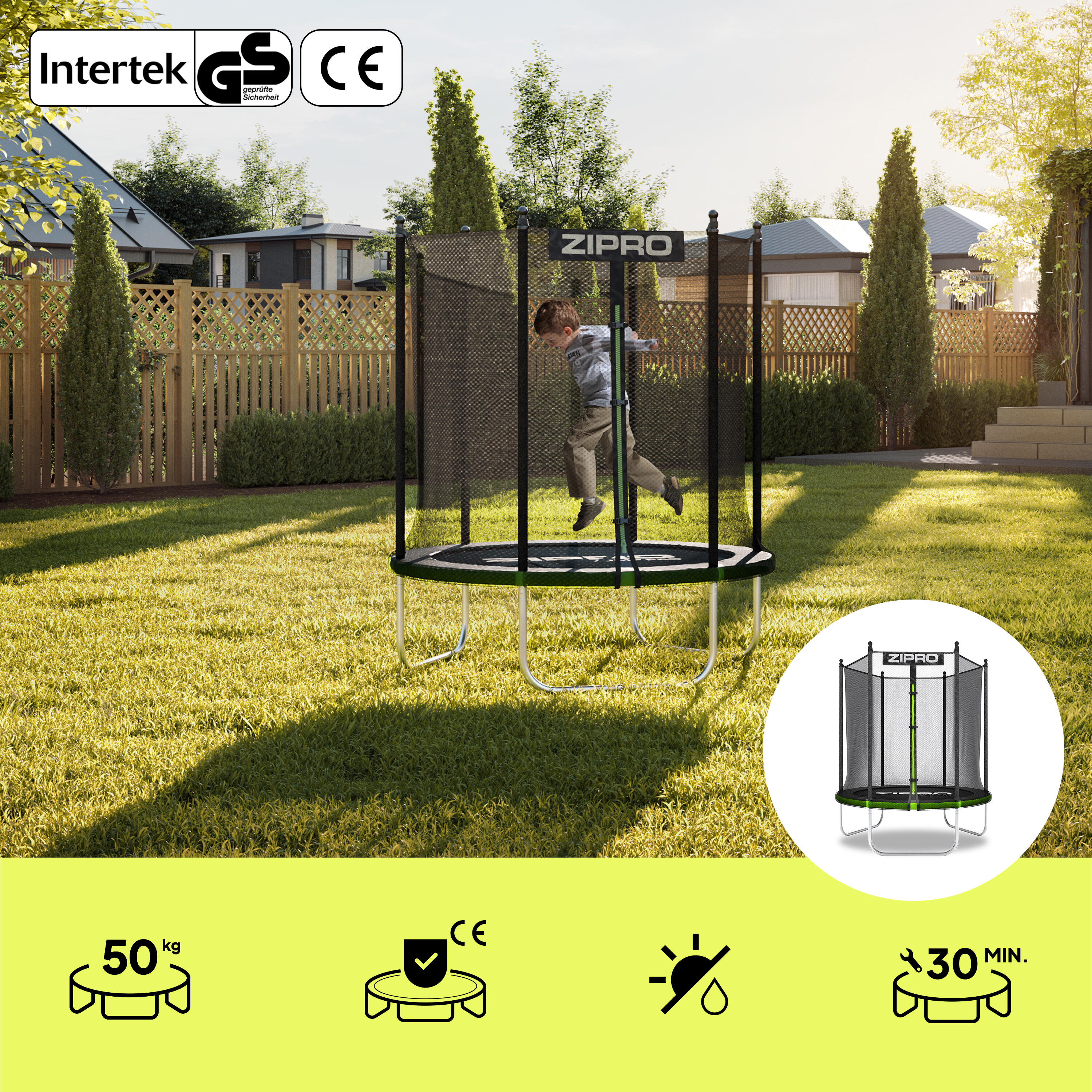 TRAMPOLINO ELASTICO DA GIARDINO 3,66 M PER ESTERNO O INTERNO RETE