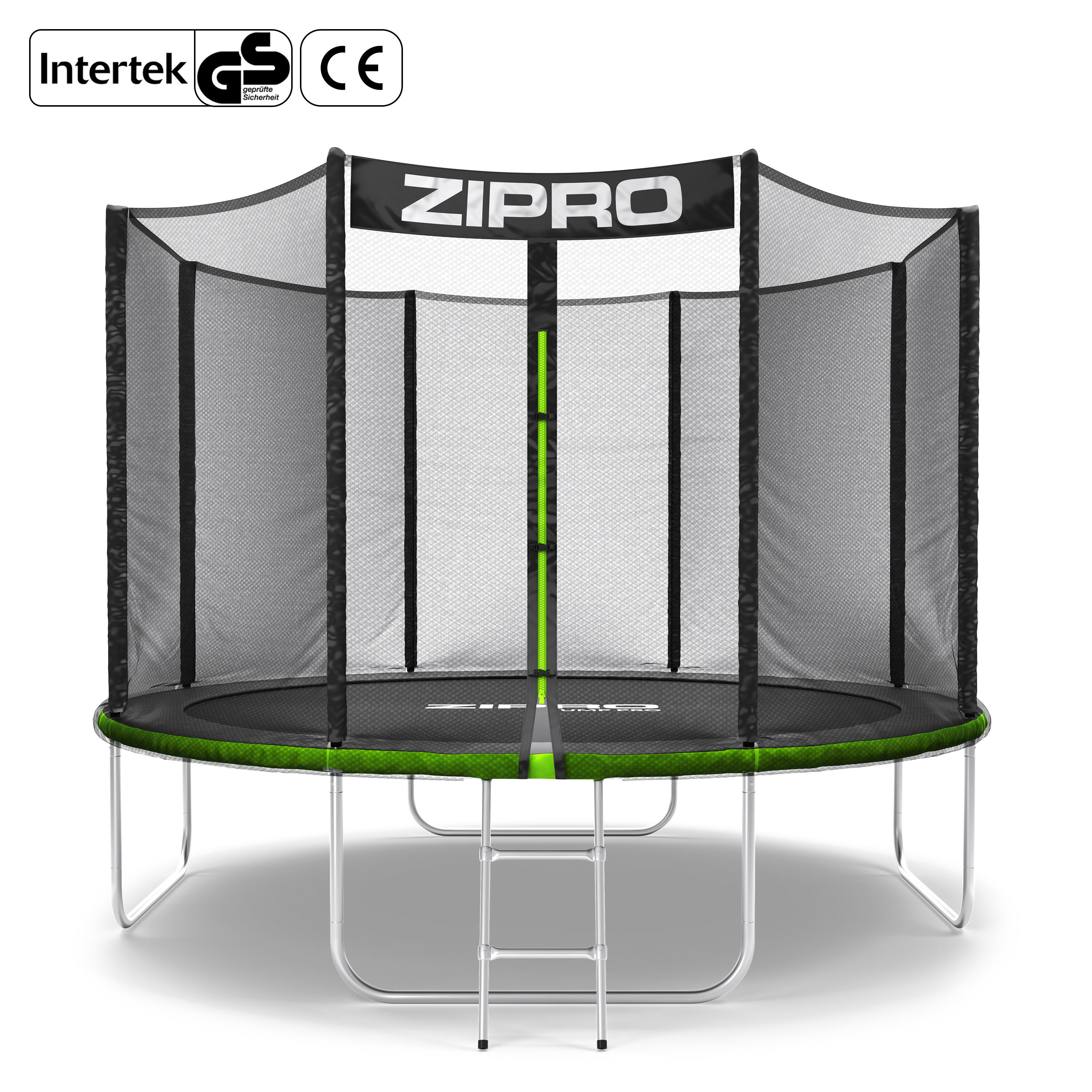 ZIPRO Trampolin rund outdoor Jump Pro 10FT 312 cm mit Externes Sicherheitsnetz, Leiter