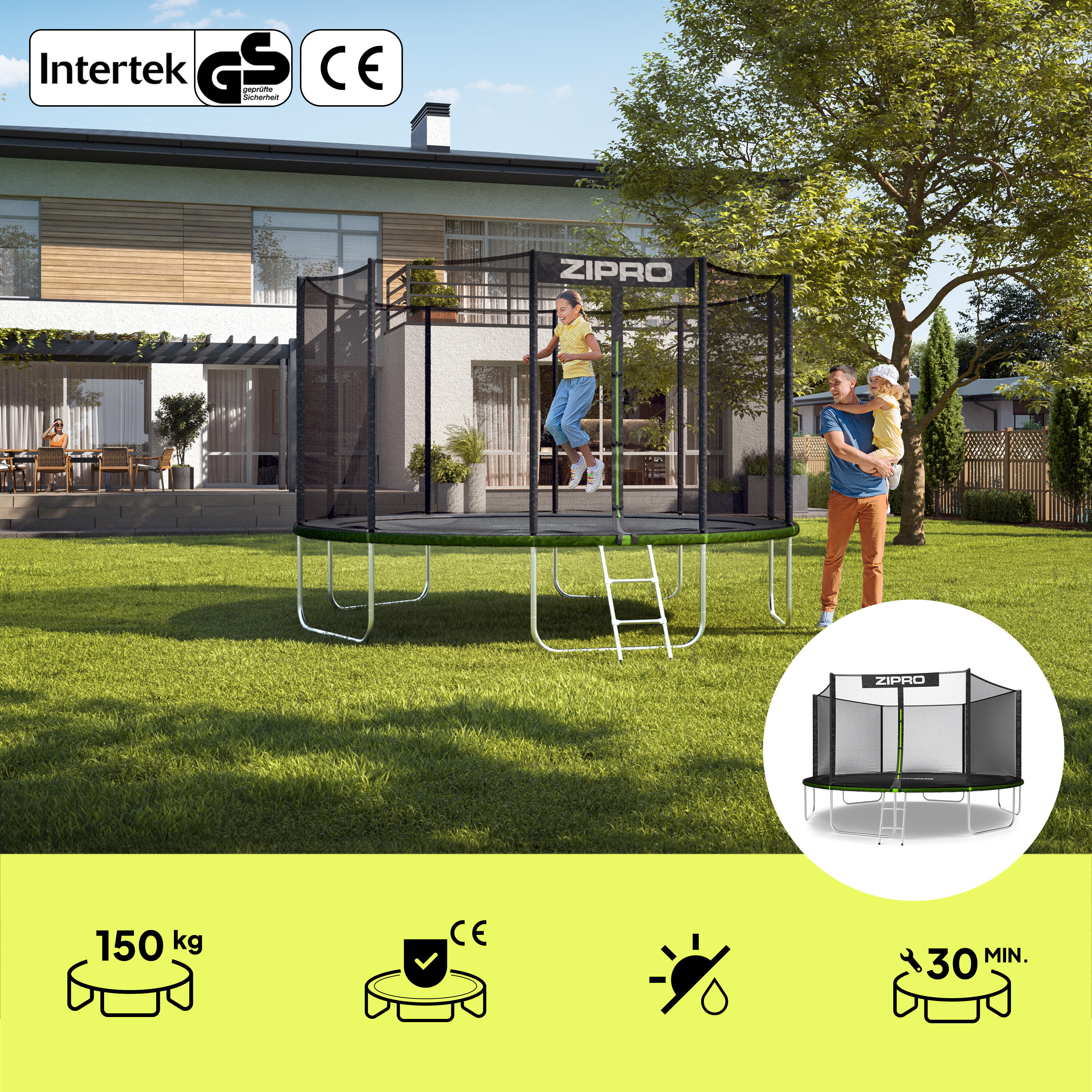 Trampoline rond Jump Pro 14FT 435 cm avec échelle, filet de protection extérieur 3/7