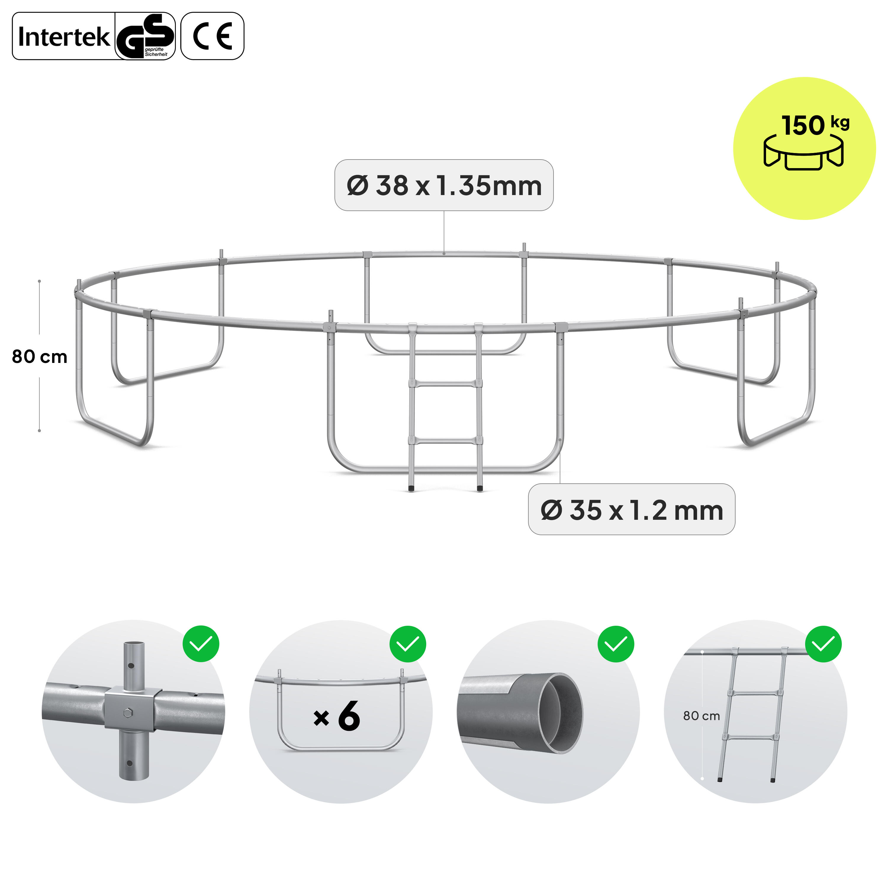 Trampoline rond Jump Pro 14FT 435 cm avec échelle, filet de protection extérieur 7/7