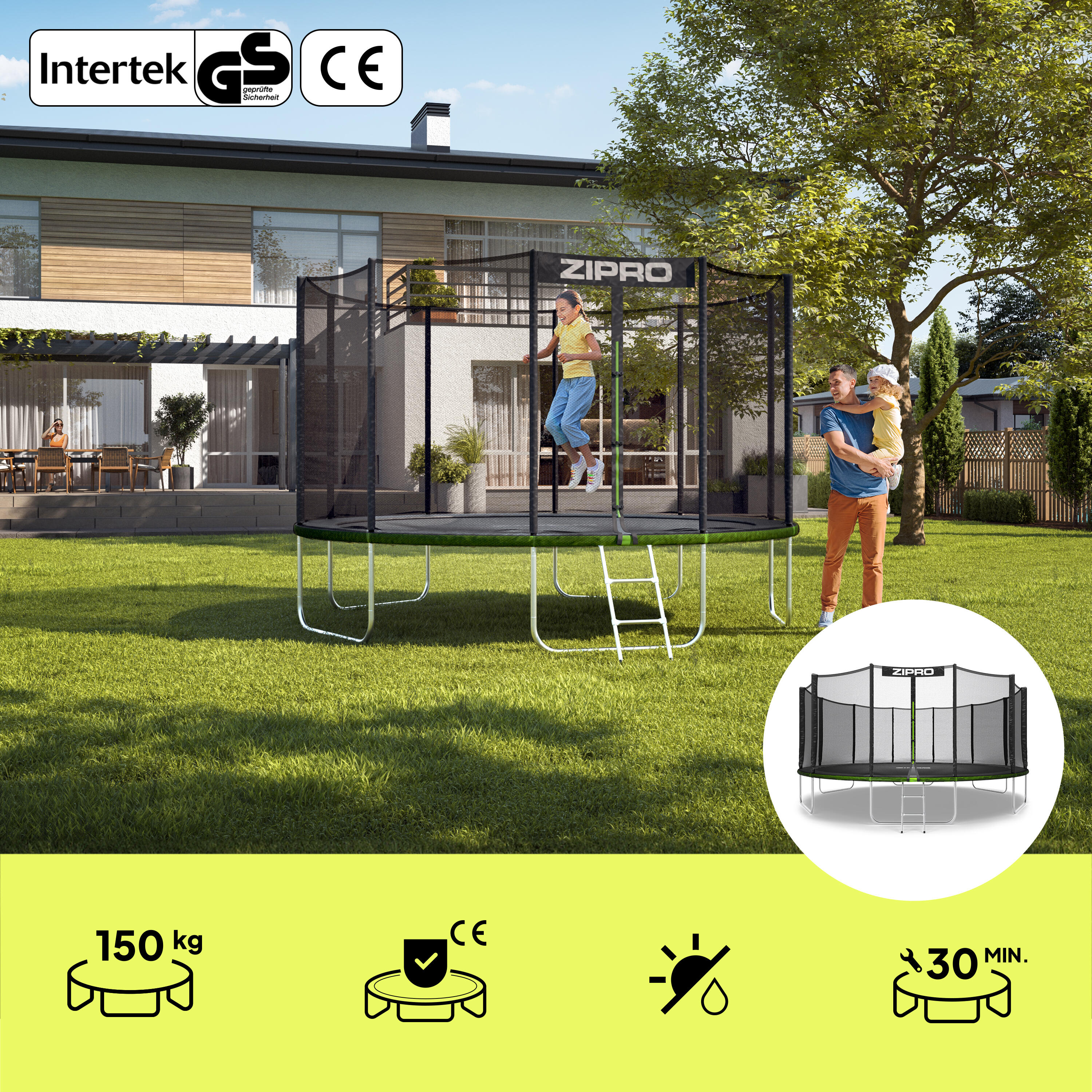Trampoline ronde Jump Pro - 16FT 496 cm - met veiligheidsnet extern, ladder 3/7