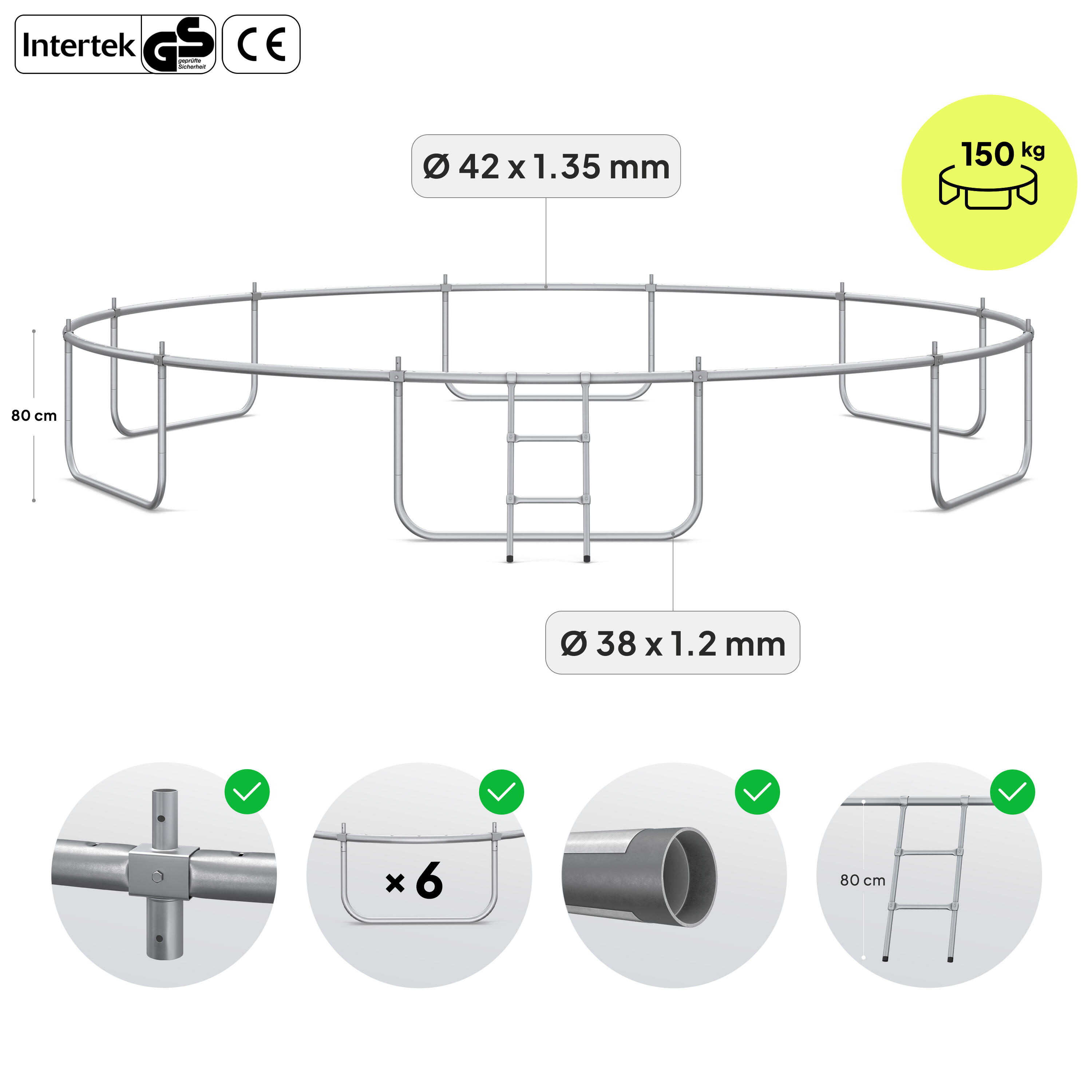 Trampoline ronde Jump Pro - 16FT 496 cm - met veiligheidsnet extern, ladder 7/7