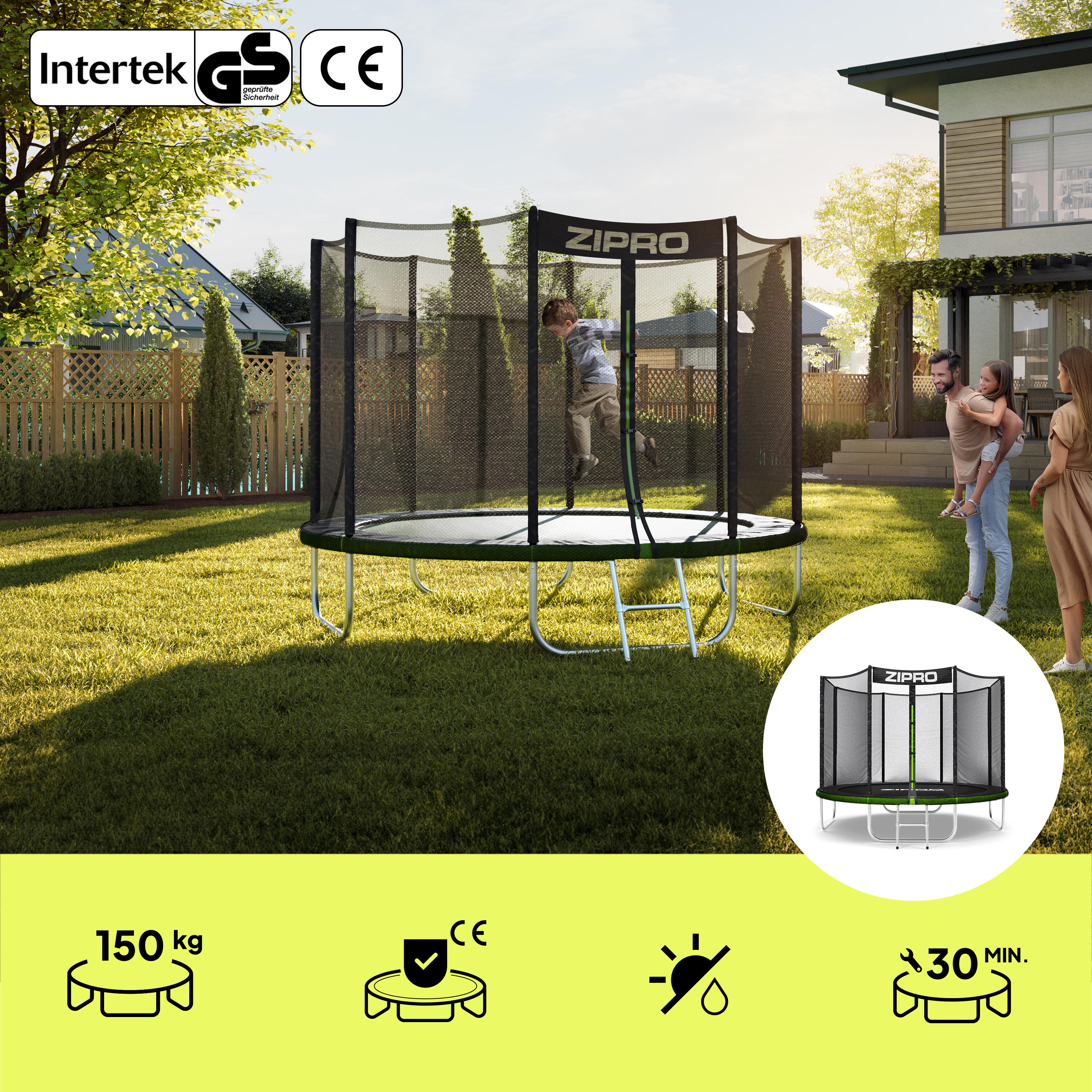 Trampoline ronde Jump Pro - 8FT 252 cm - met veiligheidsnet extern, ladder 3/7