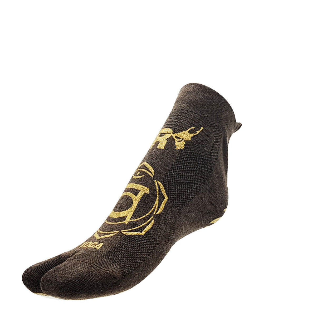 Yoga socks 1 finger adult non-slip organic cotton brown gold