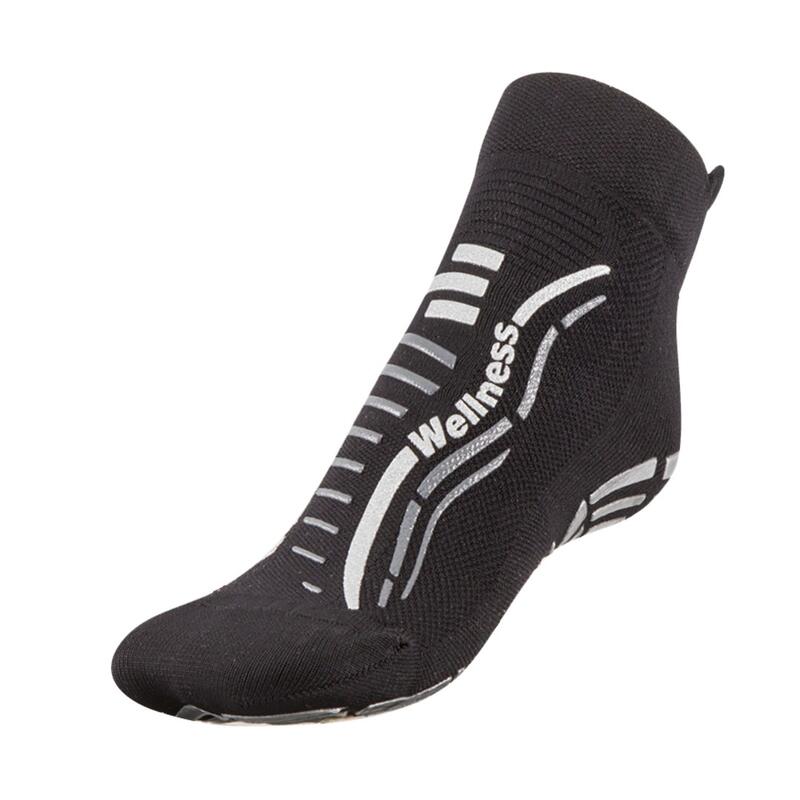 Chaussettes gym wellness classiques adulte fitness antidérapantes noir argent