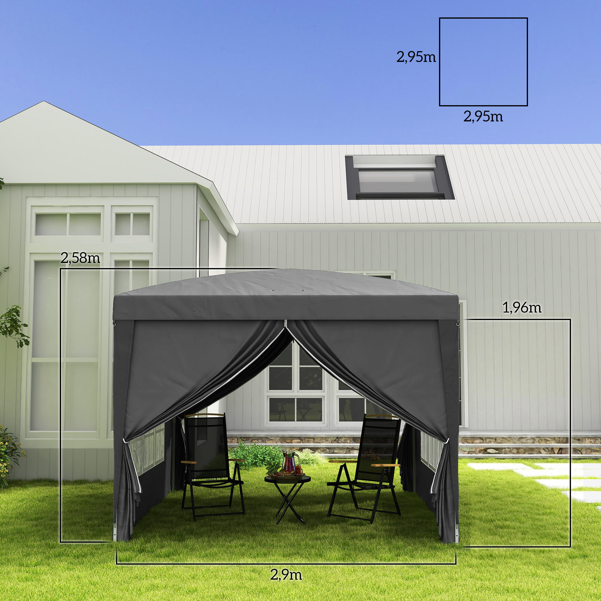 Tenda para exterior 295x295x195-258 cm cinzento Outsunny 3/7