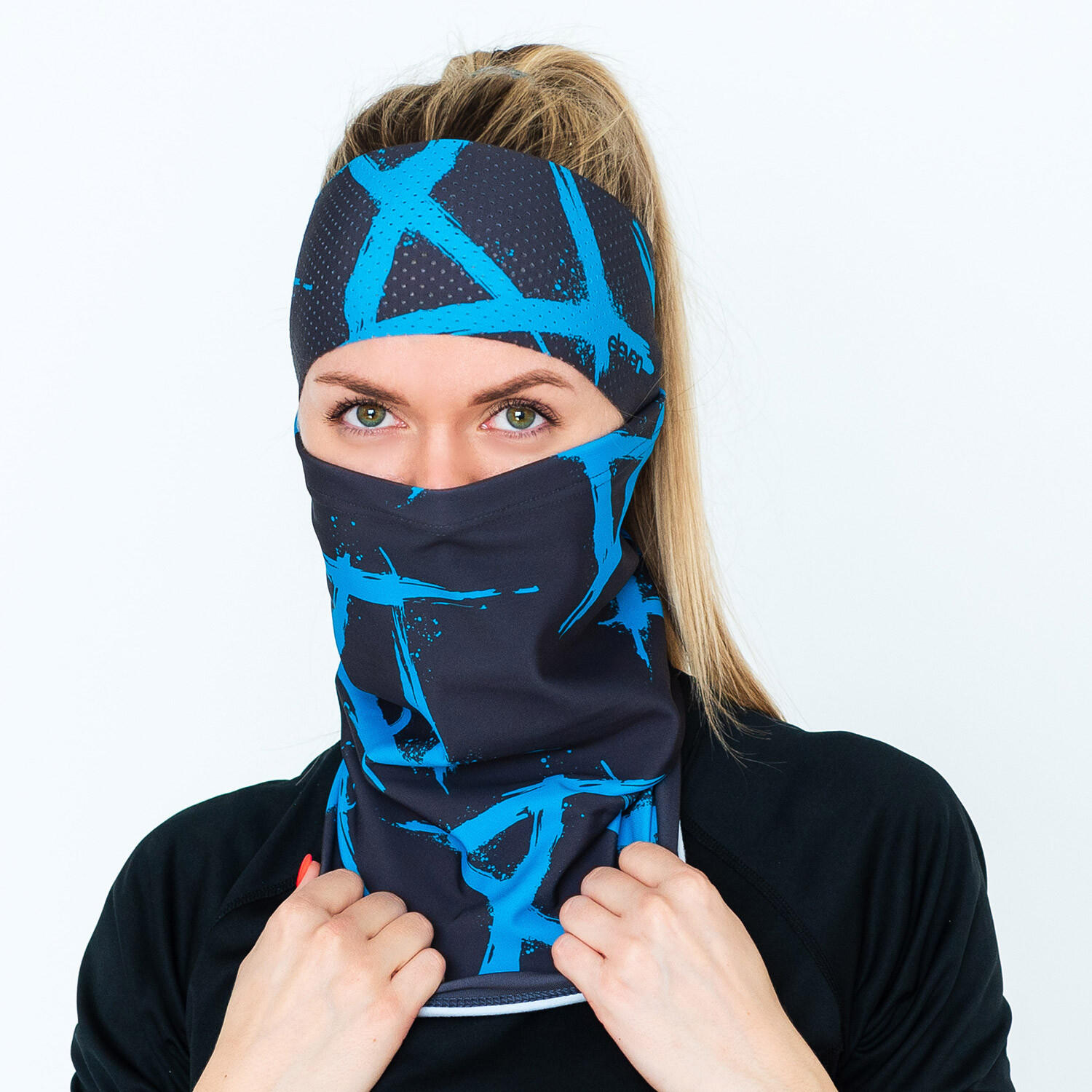 Sportstirnband Eleven Air XI – schwarz/blau 3/4