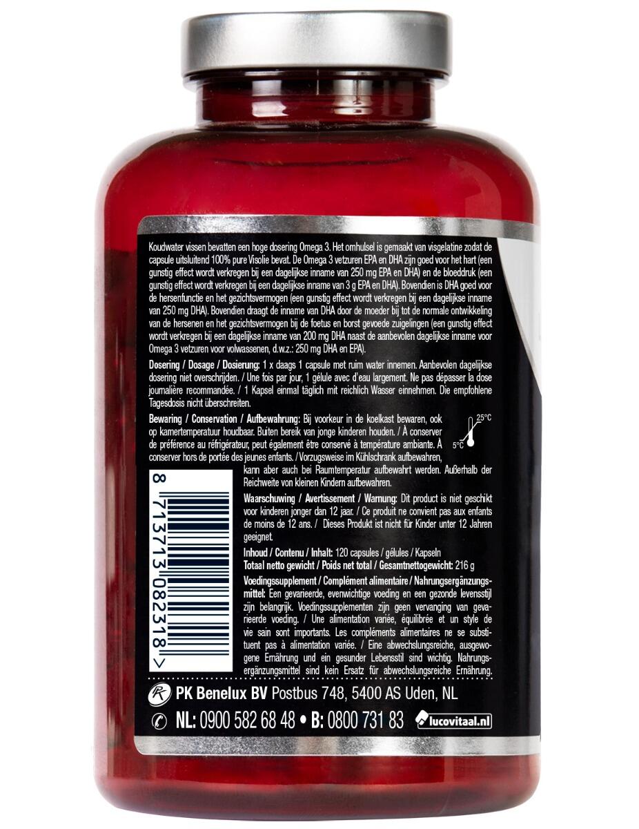 Lucovitaal Puur Omega 3 Koudwater Visolie 120 capsules MAXI POT 4/5