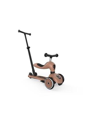 Kinderstep 2-in-1 met zitje & duwstang - highwaykick 1 mokka