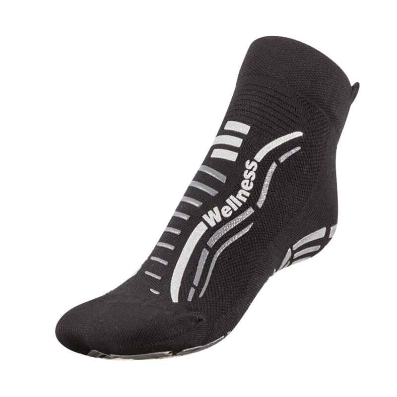 Fitness-Strumpf Wellness indoor rutschfest schwarz silber