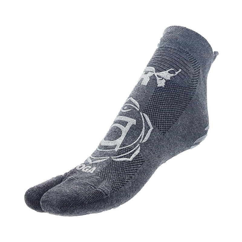 Chaussettes de yoga 1 finger adulte Fitness antidérapantes gris chiné argent