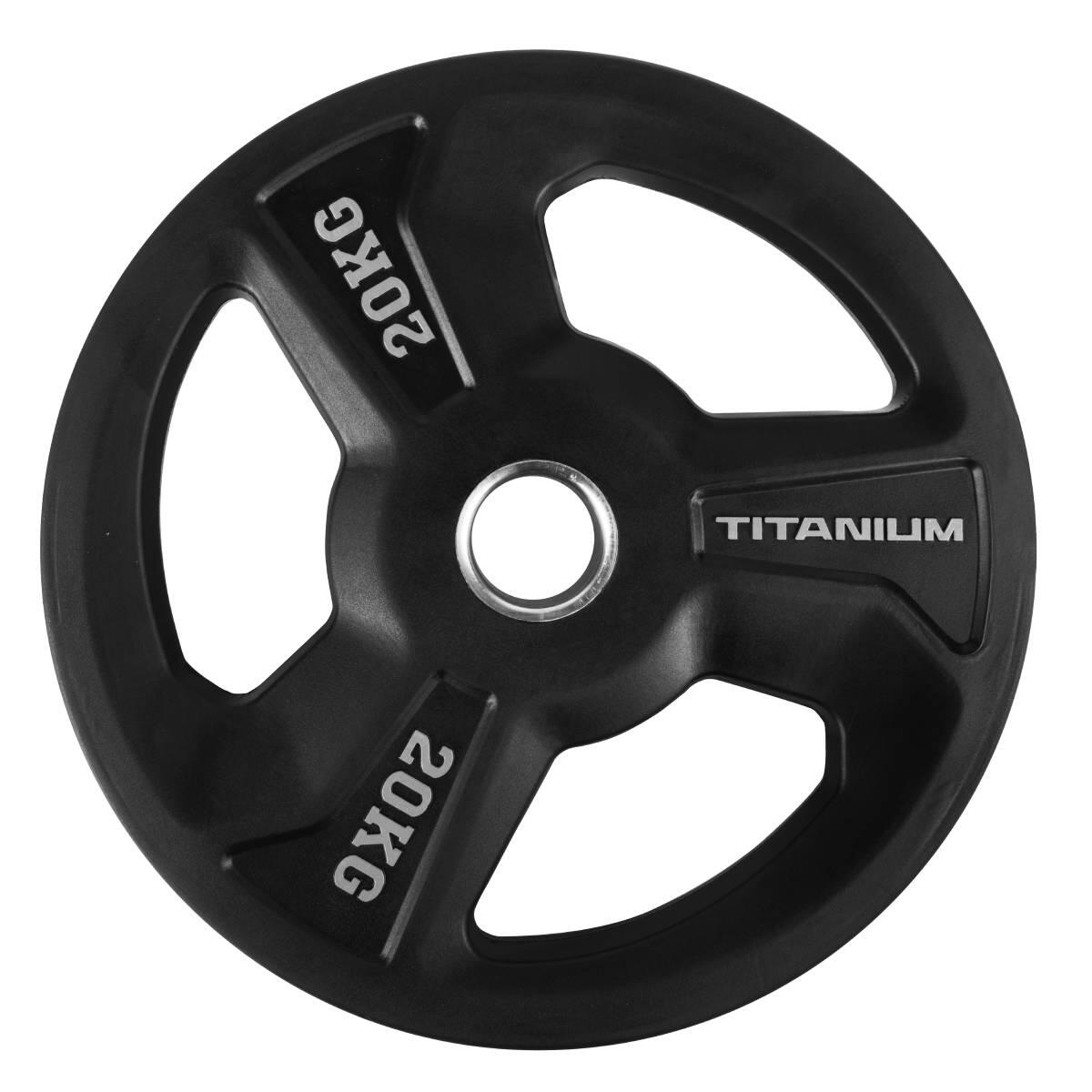 Disco de Goma Premium con 3 Agarres Tri-Grip 20 kg Titanium 1/2