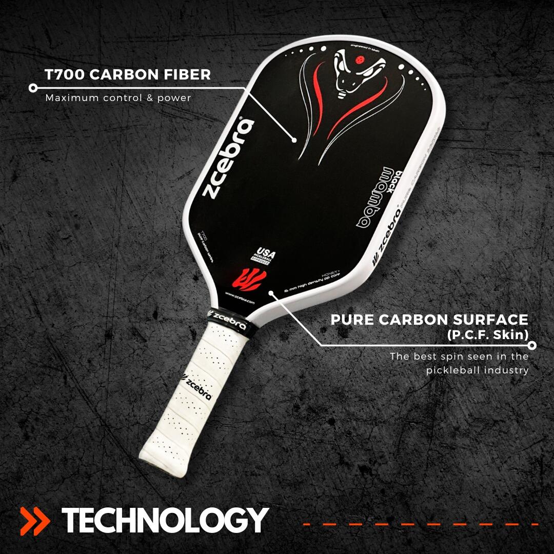 Pala de Pickleball Carbono Puro Zcebra Black Mamba 2/7