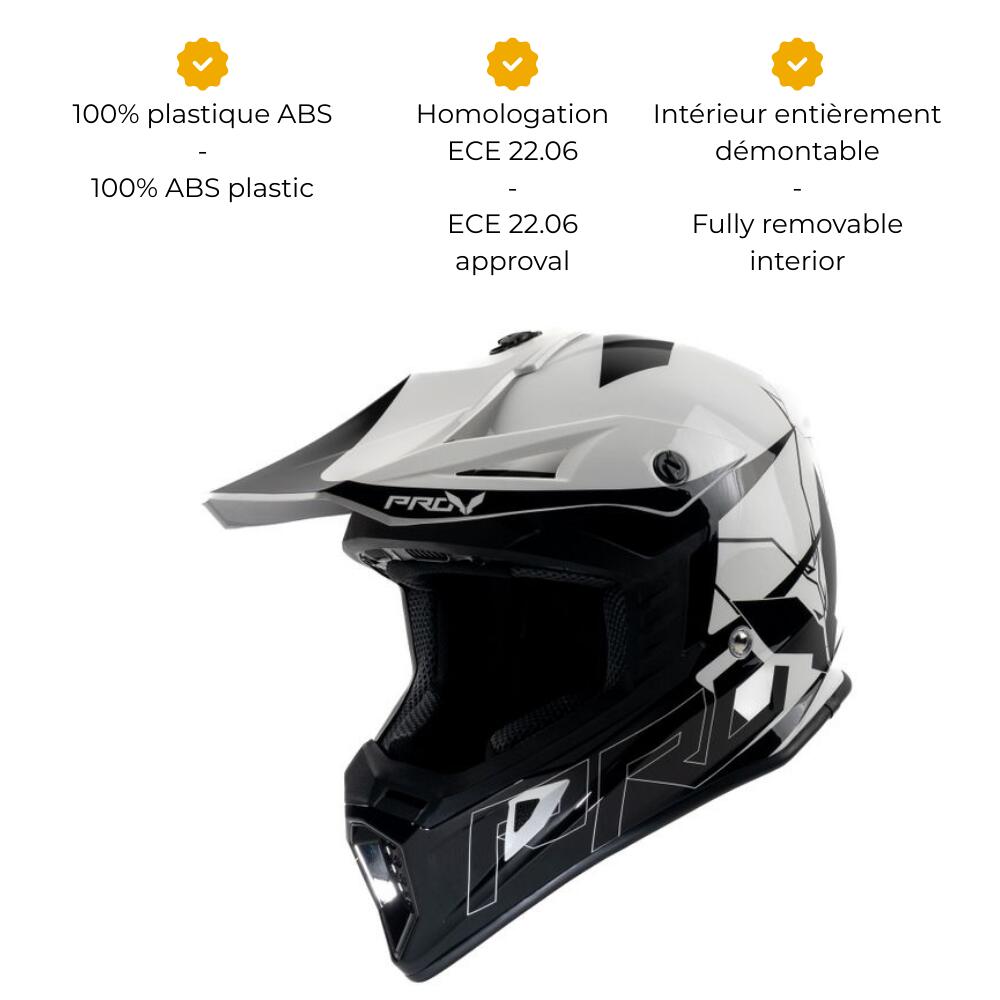 MOTOBLOUZ Casque Cross SKUD DALLAS White/Black pour Scooter Vélo Trottinette 3/7