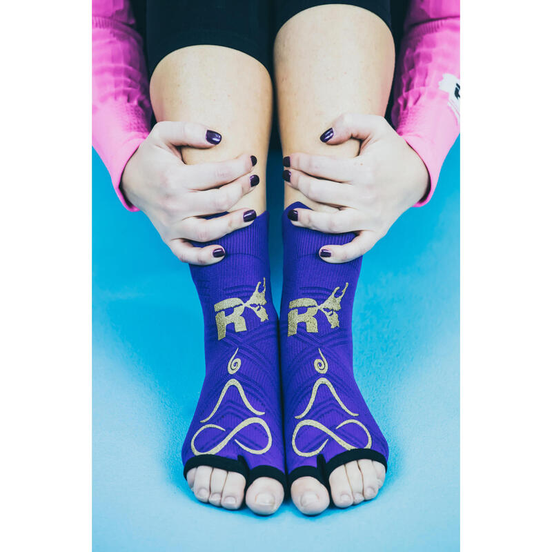 Chaussettes Dynamic Yoga femme antidérapantes antibactérien violet or