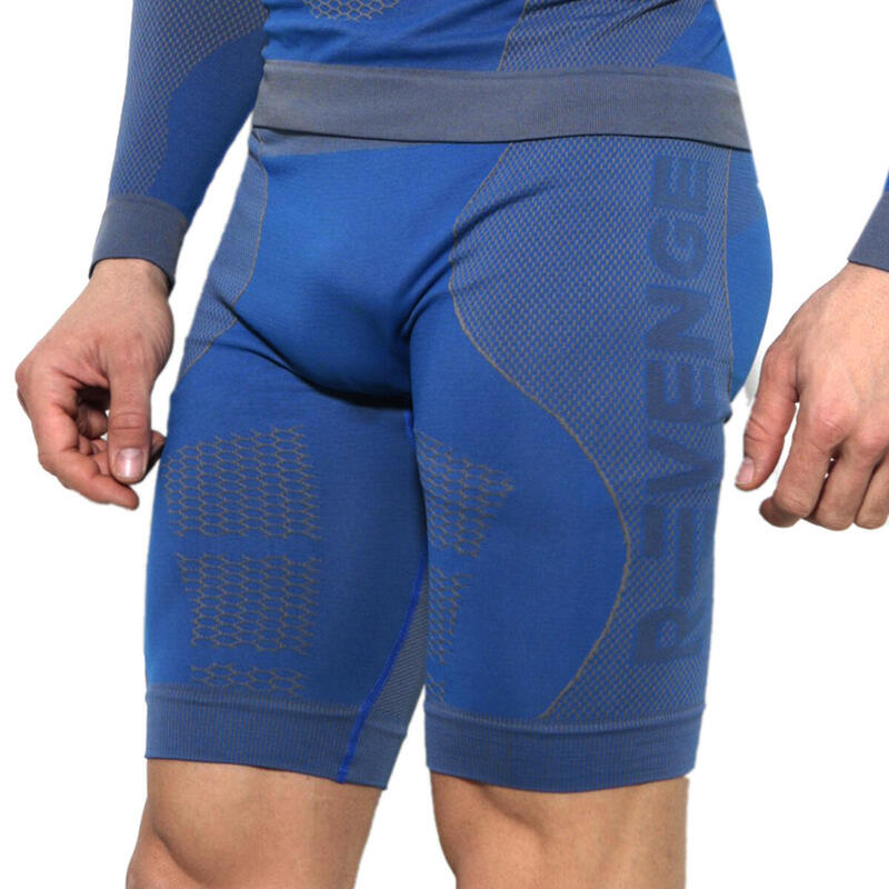 Pantalones técnicos hombre running fitness térmico transpirable azul