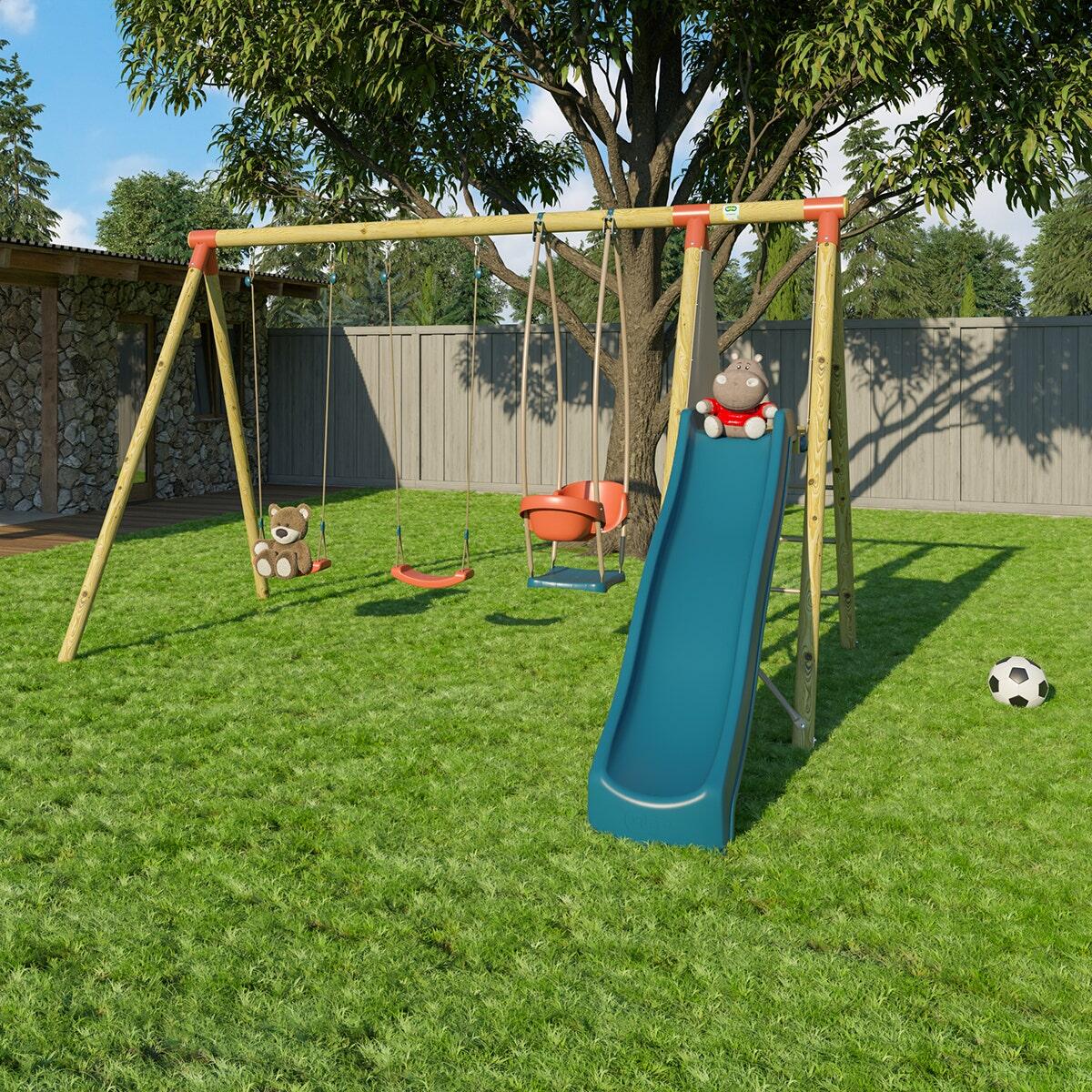 Station de jeux bois 2,30 m Topwood PUNJI - 5 enfants 8/8