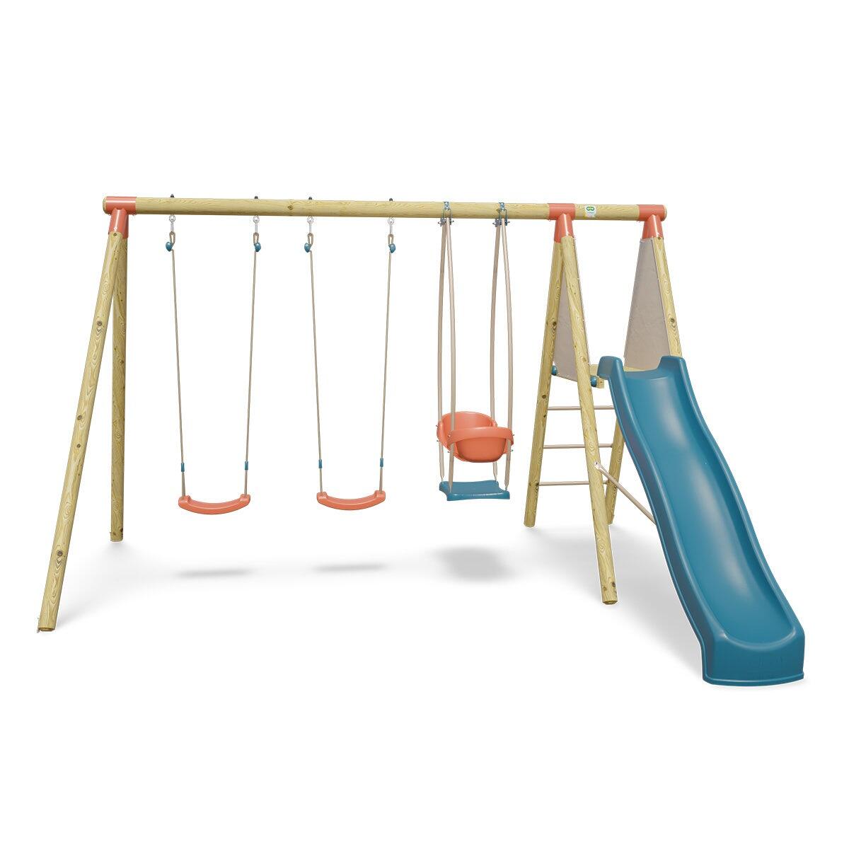 Station de jeux bois 2,30 m Topwood PUNJI - 5 enfants 1/7