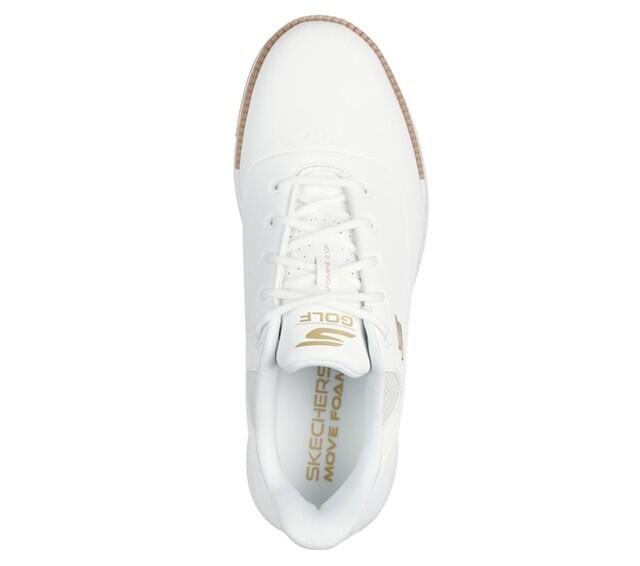 Chaussures de golf Skechers Go Golf Jasmine 2 GF pour femmes, blanches et dorées 2/3