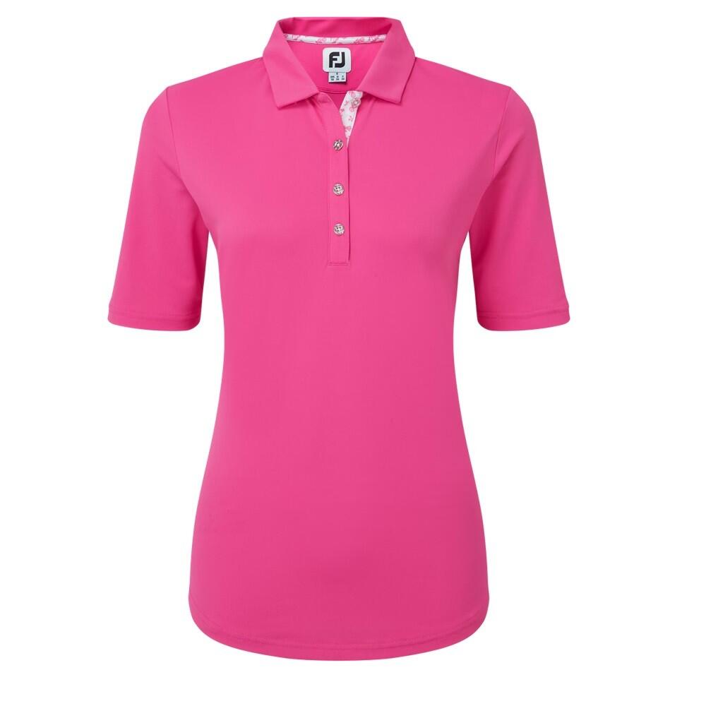 Footjoy Polo de golf piqué rose femme 2/3