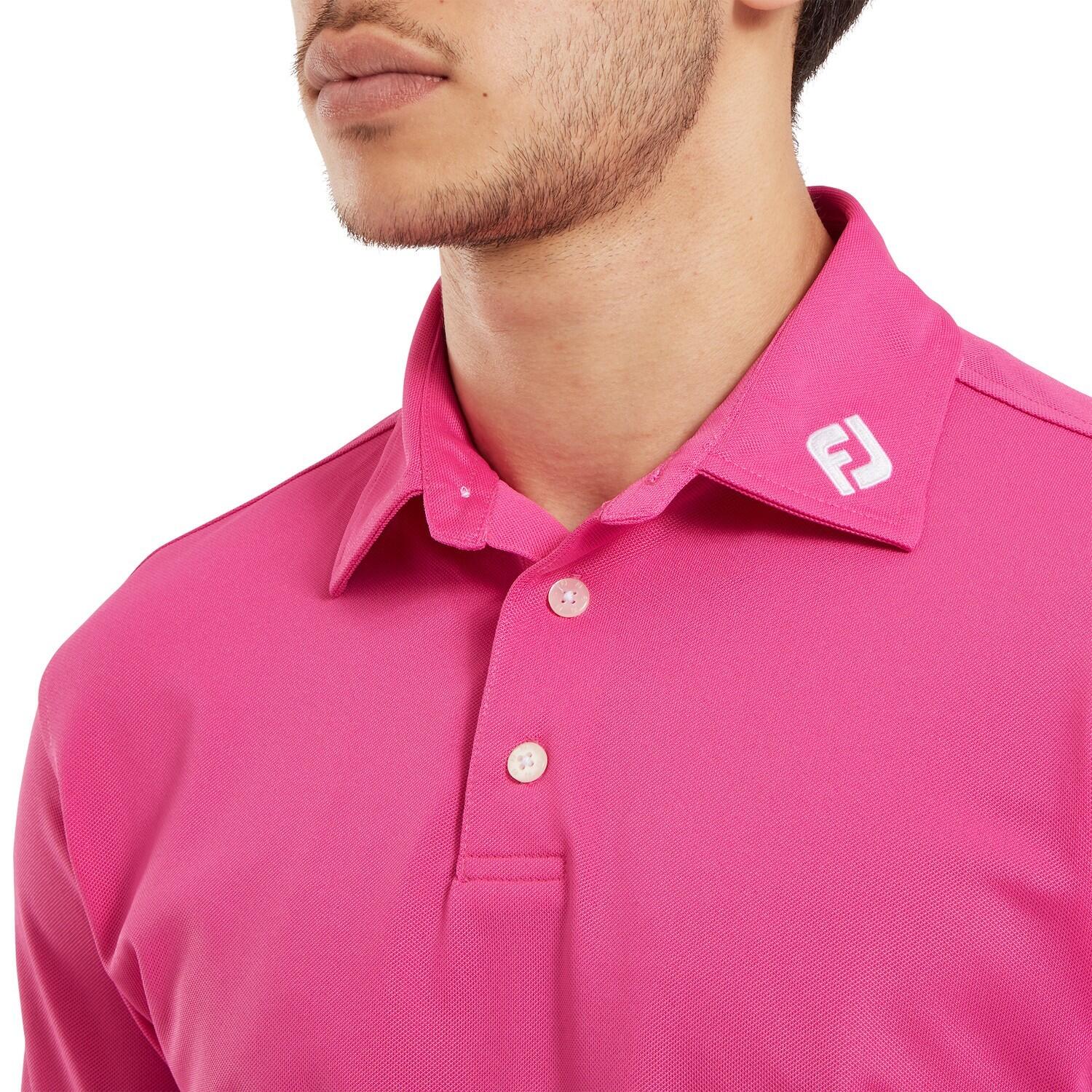 Polo de golf Footjoy Stretch Pique Solid pour hommes, fuchsia 3/5