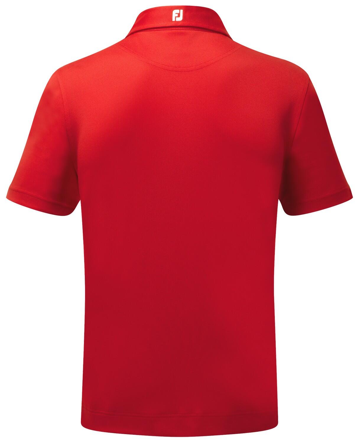 Polo da golf da uomo Footjoy Stretch Pique tinta unita rossa 4/4