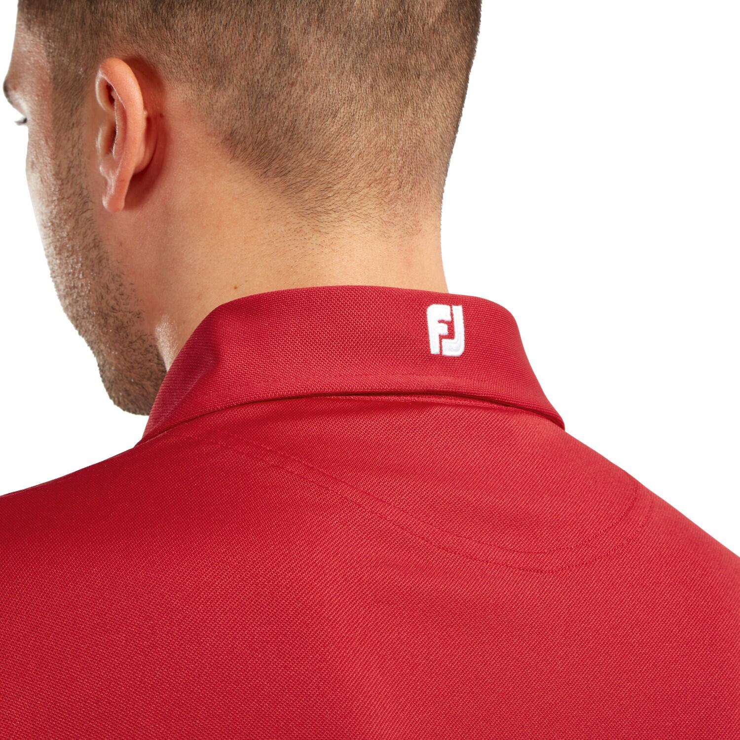 Polo da golf da uomo Footjoy Stretch Pique tinta unita rossa 2/4