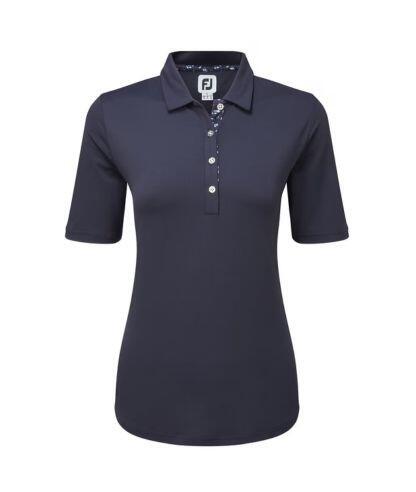 Polo da golf da donna Footjoy EU manica 1/2 blu navy 3/4