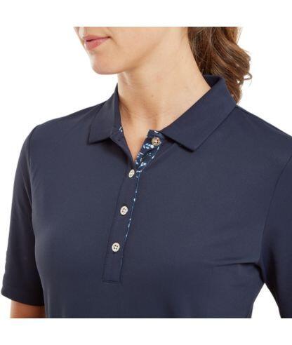 Polo da golf da donna Footjoy EU manica 1/2 blu navy 2/4