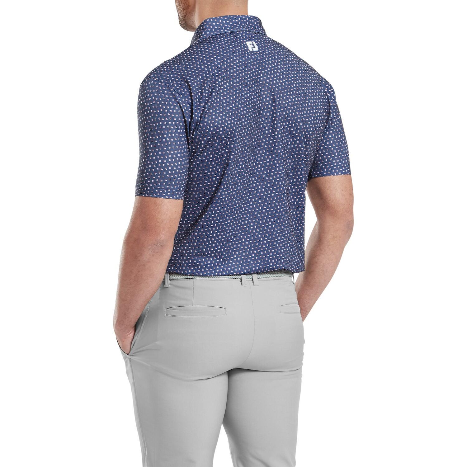 Polo da golf da uomo Footjoy Bounce Print Piqué, blu 2/5